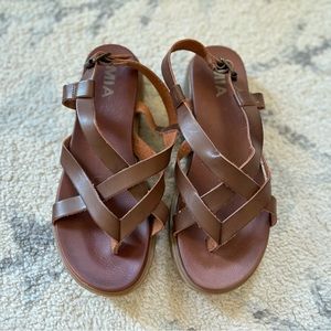MIA cross strap leather sandals